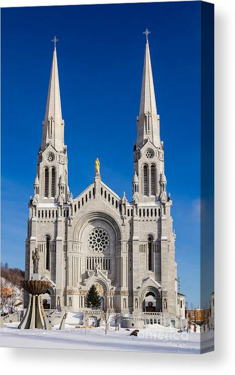 Basilica Of Sainte-anne-de-beaupre Canvas Print featuring the photograph Basilica of Sainte Anne de Beaupre Quebec Canada by Dawna Moore Photography