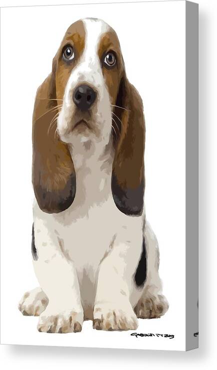 Puppy Canvas Print featuring the digital art Basset Hound Puppy by Gabriel T Toro