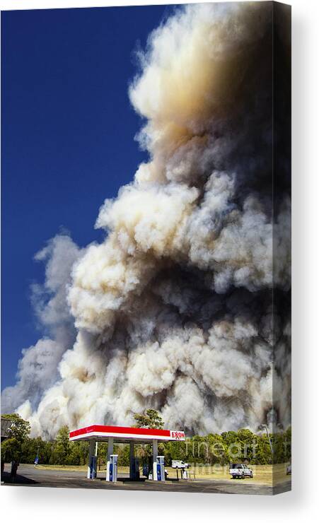 Fire Canvas Print featuring the photograph Bastrop Burning Exxon by Richard Mason