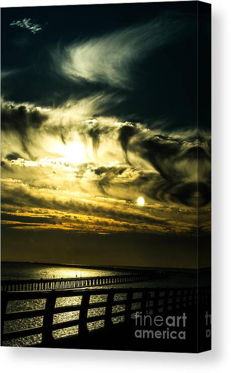 Chesapeake Canvas Print featuring the photograph Bay Bridge Sunset by Angela DeFrias
