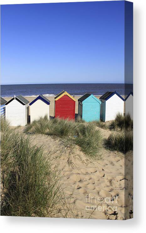 Beach Canvas Print featuring the photograph Southwold Beach Huts UK by Julia Gavin