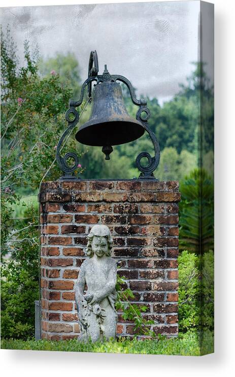 Bell Canvas Print featuring the photograph Bell Brick And Statue by Jim Shackett