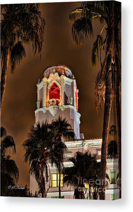 Christmas Canvas Print featuring the photograph Bell Tower at Christmas by Sue Karski