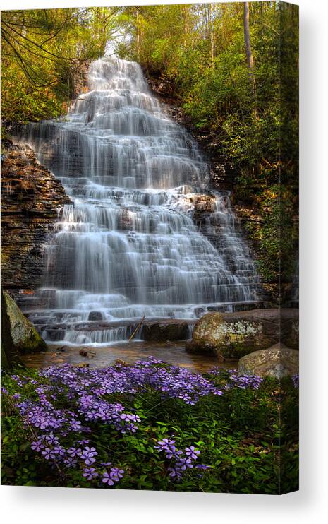 Appalachia Canvas Print featuring the photograph Benton Falls in Spring by Debra and Dave Vanderlaan