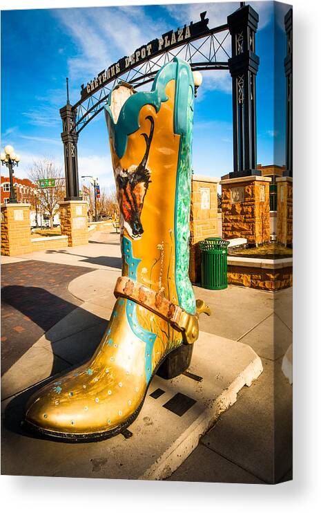 America Canvas Print featuring the photograph Cheyenne Depot Plaza Country Boot - Wyoming by Gregory Ballos