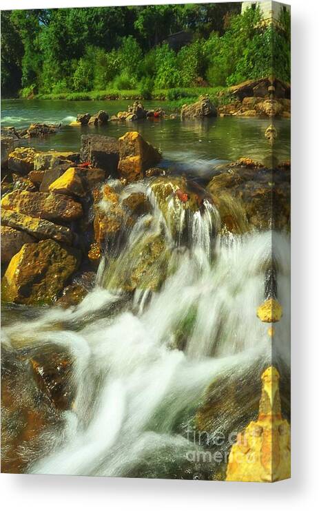  Beautiful Waterfall Canvas Print featuring the photograph Big River Waterfall and Dam by Peggy Franz