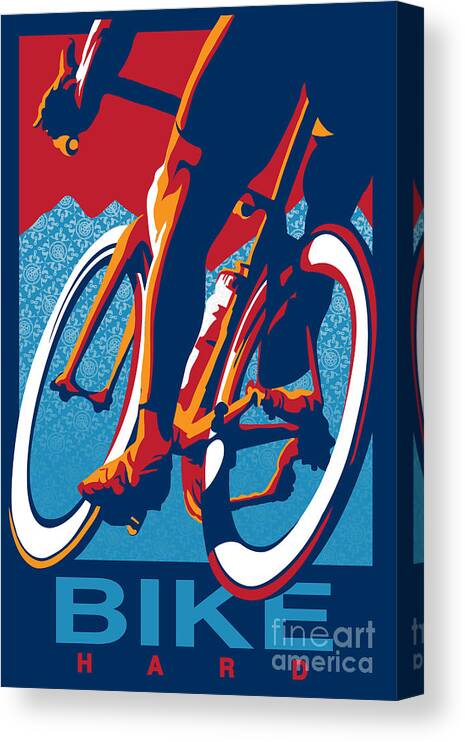 Retro Cycling Poster Canvas Print featuring the painting Bike Hard by Sassan Filsoof