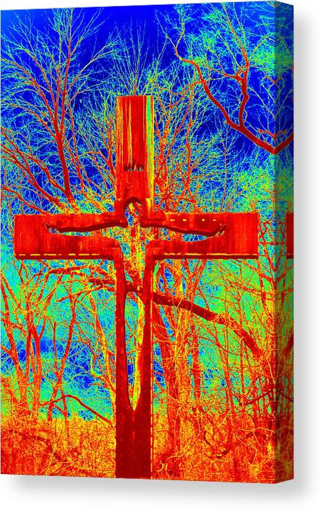 Cross Canvas Print featuring the photograph Blood On The Cross by Cathy Shiflett