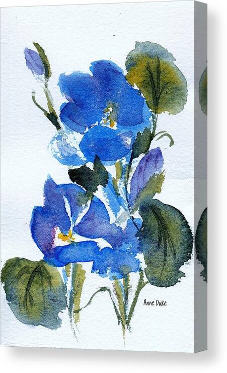 Floral Canvas Print featuring the painting Blooming Blue by Anne Duke