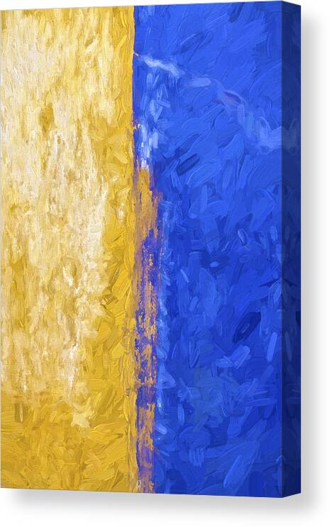 Abstract Canvas Print featuring the photograph Blue and Yellow Abstract by David Letts