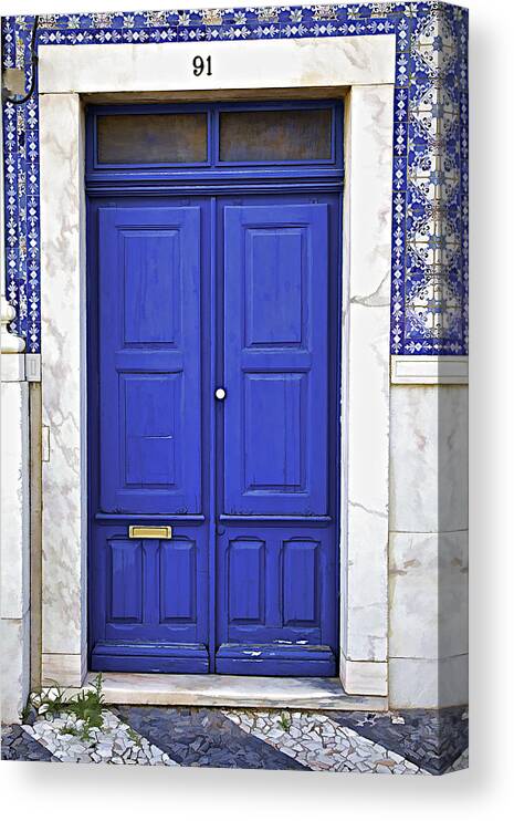 Blue Canvas Print featuring the photograph Blue Door of Estremoz by David Letts