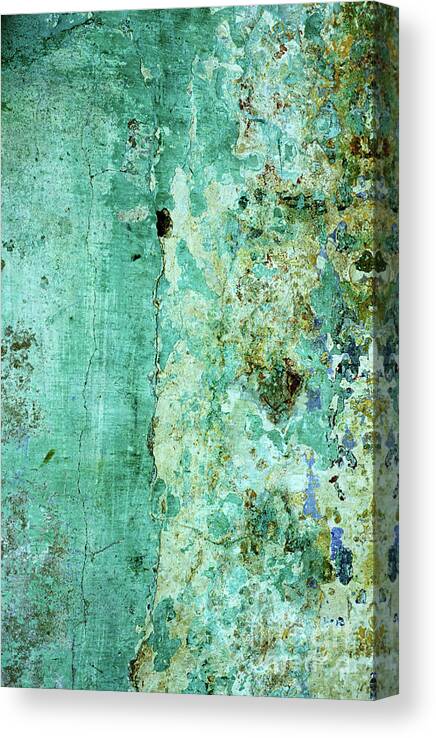 Weathered Canvas Print featuring the photograph Blue Green Wall by Rick Piper Photography