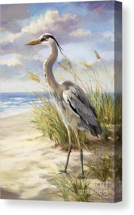 Blue Heron Canvas Print featuring the painting Blue Heron by Laurie Snow Hein