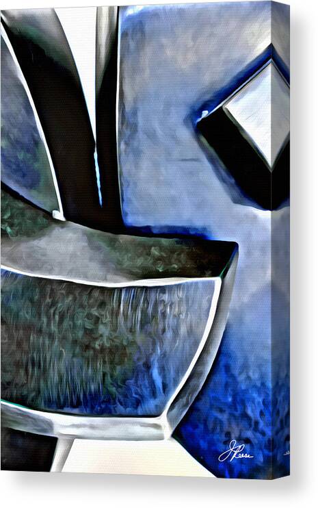 Blue Shapes Canvas Print featuring the painting Blue Iron by Joan Reese