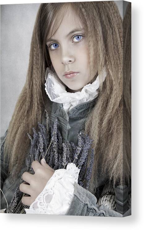 Child Canvas Print featuring the photograph Beautiful Young Girl With Lavender by Ethiriel Photography