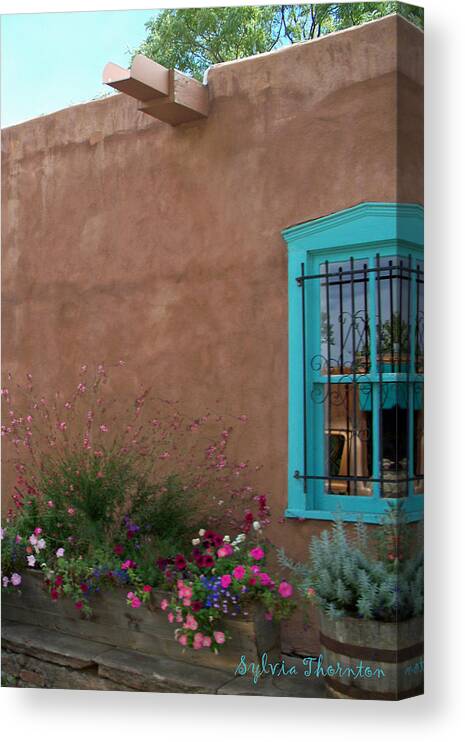 Santa Fe Canvas Print featuring the photograph Blue Window by Sylvia Thornton