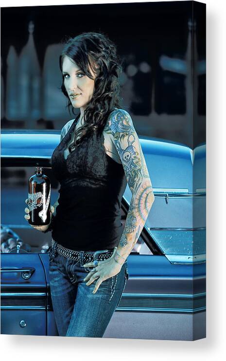 Boneyard Beer Canvas Print featuring the photograph Boneyard Girl II by Christian Heeb