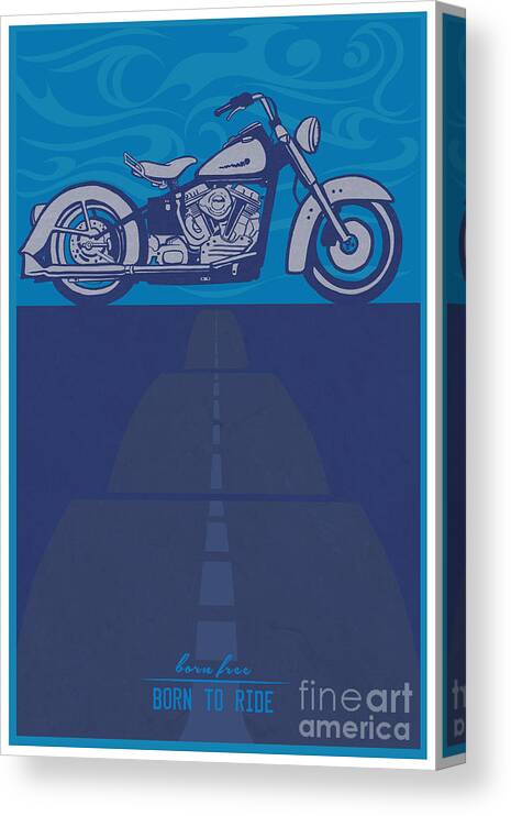 Vintage Chopper Canvas Print featuring the painting Born Free Born to Ride by Sassan Filsoof