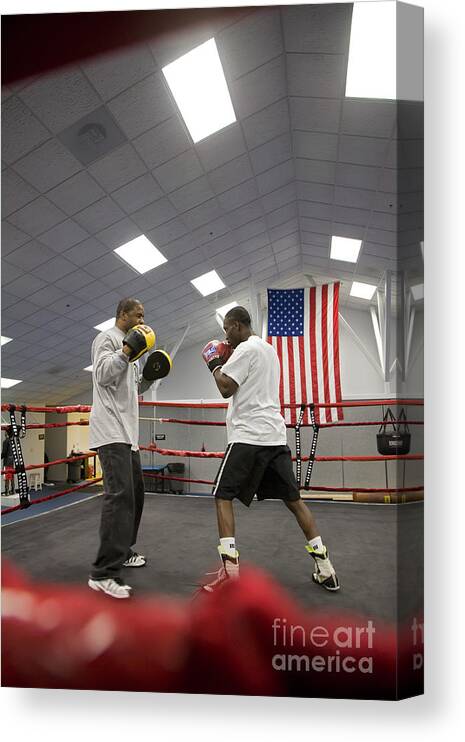 Boxing Canvas Print featuring the photograph Boxers at Olympic Education Center by Jim West