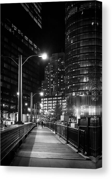 Chicago Canvas Print featuring the photograph Long Walk Home by Melinda Ledsome