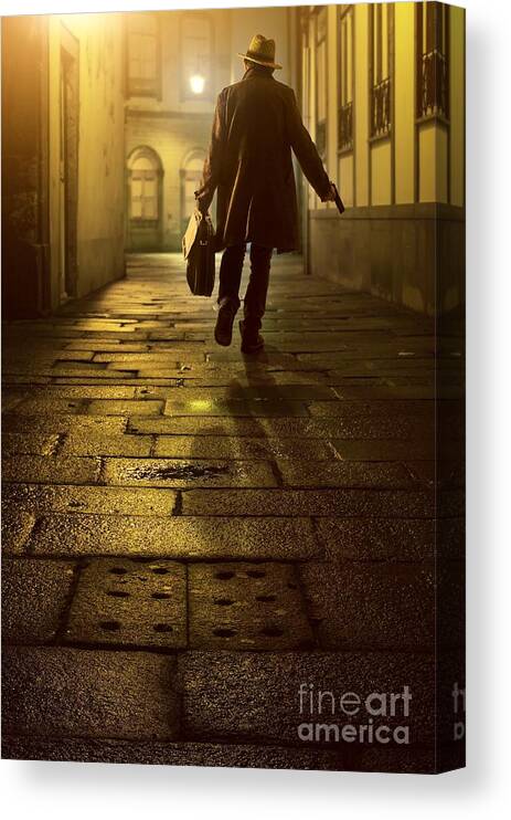 Fedora Canvas Print featuring the photograph Briefcase Gangster by Carlos Caetano