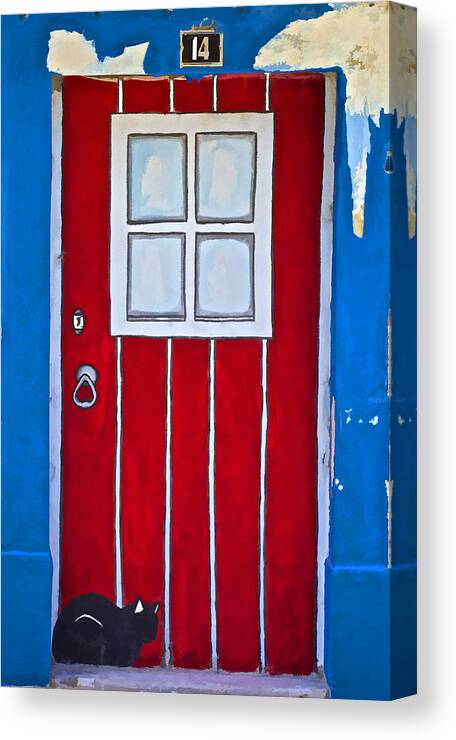 Red Door Canvas Print featuring the photograph Bright Red Door by David Letts