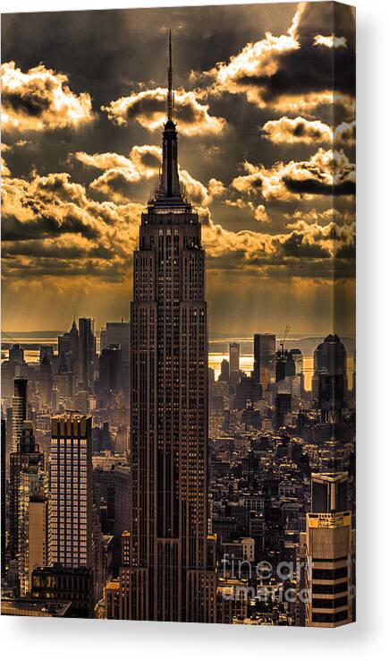 Empire State Building Canvas Print featuring the photograph Brilliant But Hazy Manhattan Day by John Farnan