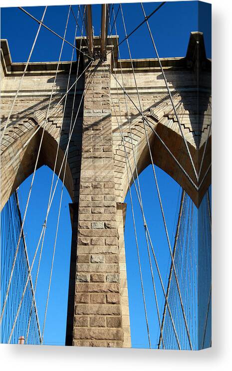Brooklyn Canvas Print featuring the photograph Brooklyn Bridge Blue Arch 02 by Keith Thomson