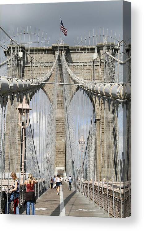 Brooklyn Bridge Canvas Print featuring the photograph Brooklyn Bridge by Sue Leonard
