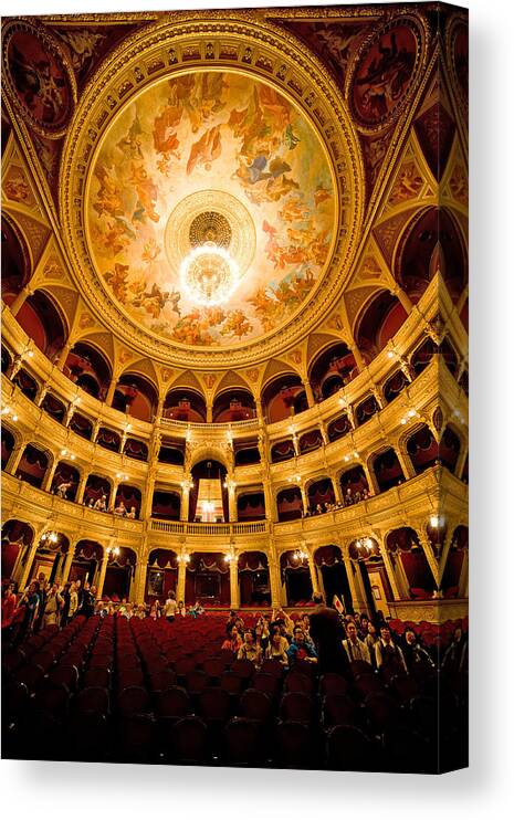 Hungarian Canvas Print featuring the photograph Budapest Opera House Interior by Artur Bogacki