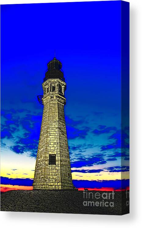 Buffalo Ny Canvas Print featuring the photograph Buffalo Harbor Lighthouse at sunset by Jim Lepard