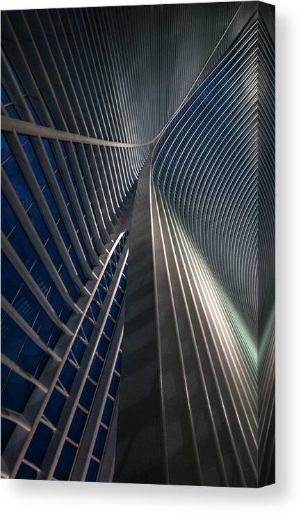 Architecture Canvas Print featuring the photograph Calatrava Lines At The Blue Hour by Jef Van Den
