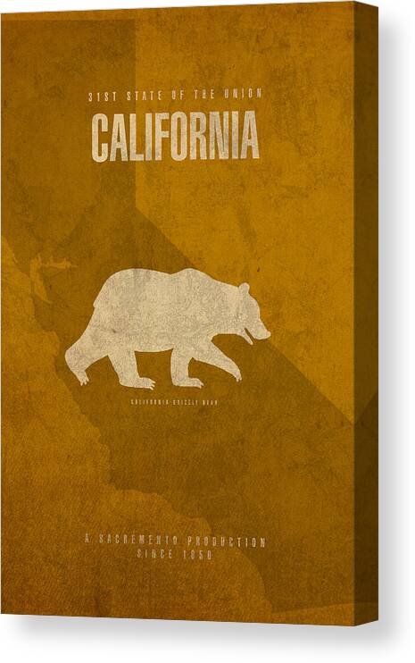 #faatoppicks Canvas Print featuring the mixed media California State Facts Minimalist Movie Poster Art by Design Turnpike
