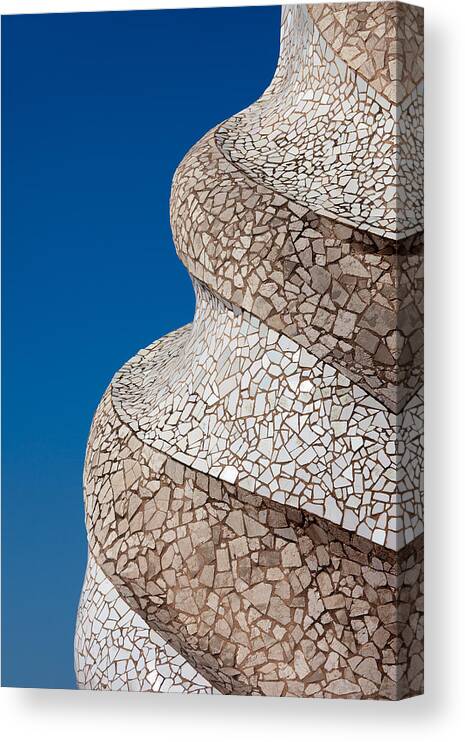 Casa Canvas Print featuring the photograph Casa Mila Abstract Chimney Detail in Barcelona by Artur Bogacki