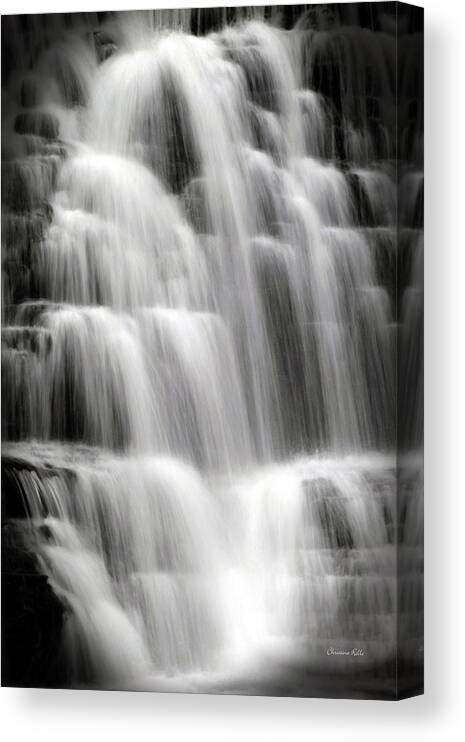 Waterfall Canvas Print featuring the photograph Waterfall Black And White by Christina Rollo