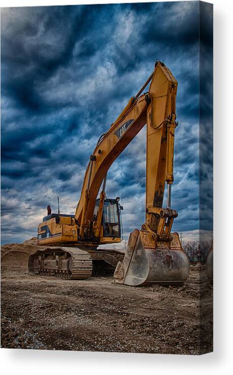 Bulldozer Canvas Print featuring the photograph Cat Excavator by Mike Burgquist