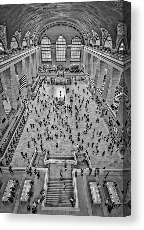 Grand Central Terminal Canvas Print featuring the photograph Cat Walk At Grand Central Terminal BW by Susan Candelario