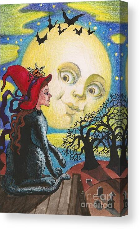 Print Canvas Print featuring the painting Catwitch by Margaryta Yermolayeva