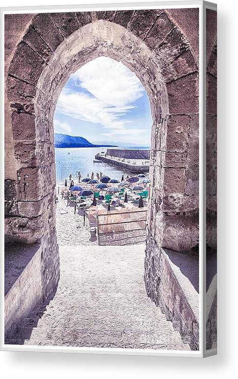 Cefalu Canvas Print featuring the painting Cefalu beach by Stefano Senise