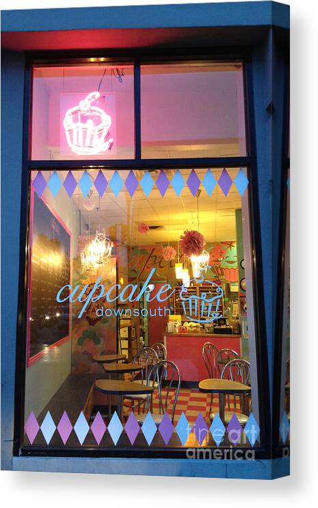 Charleston Canvas Print featuring the photograph Charleston Cupcake Cafe - Southern Charming Cupcake Down South Colorful Cupcake Shop by Kathy Fornal