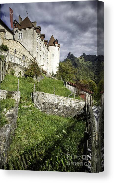 Leysin Canvas Print featuring the photograph Chateau de Gruyeres by Timothy Hacker