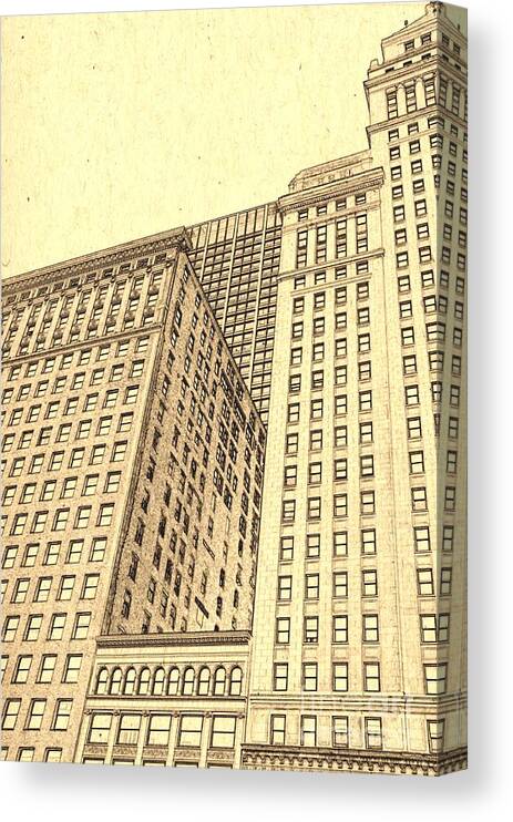 Chicago Downtown Buildings Canvas Print featuring the digital art Chicago architecture by Dejan Jovanovic