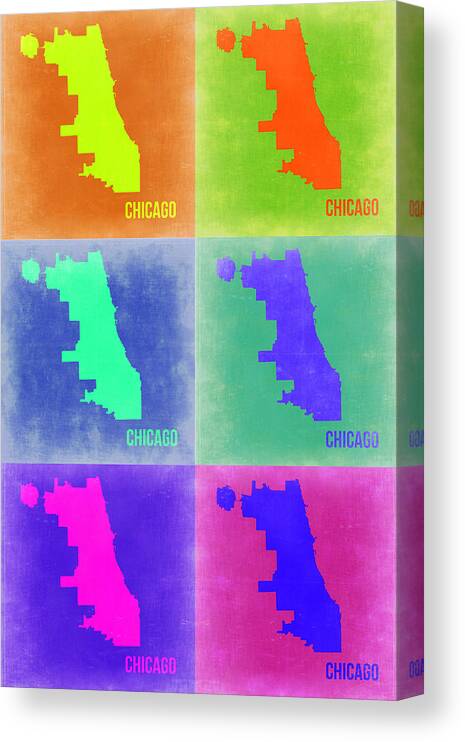 Chicago Map Canvas Print featuring the painting Chicago Pop Art Map 3 by Naxart Studio