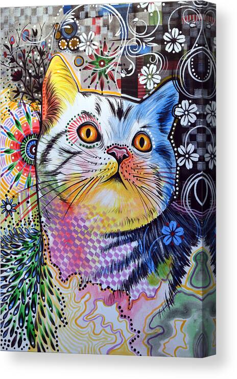 Cat Canvas Print featuring the painting Chloe ... Abstract Cat Art by Amy Giacomelli
