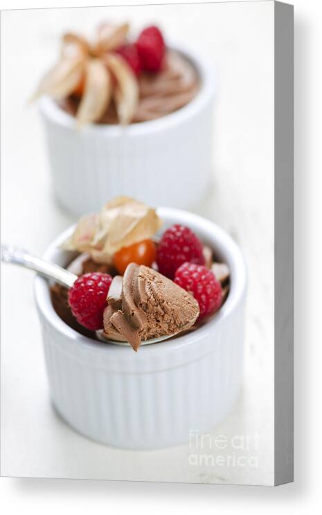 Chocolate Canvas Print featuring the photograph Chocolate mousse dessert by Elena Elisseeva