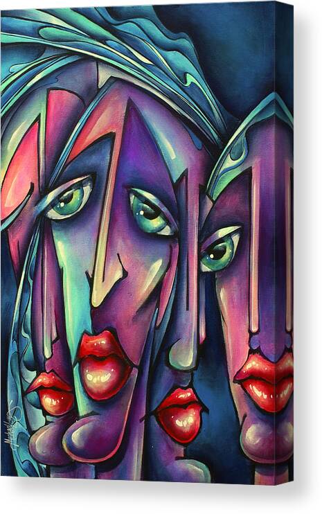Portrait Canvas Print featuring the painting 'Choosing sides' by Michael Lang