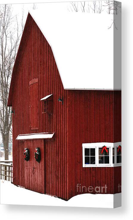 Christmas Canvas Print featuring the photograph Christmas Barn 2 by Linda Shafer