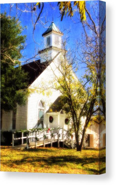 Church Canvas Print featuring the photograph Christmas in South Texas by Joan Bertucci
