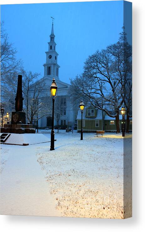 Christmas Canvas Print featuring the photograph Christmas on the Town Common by Butch Lombardi