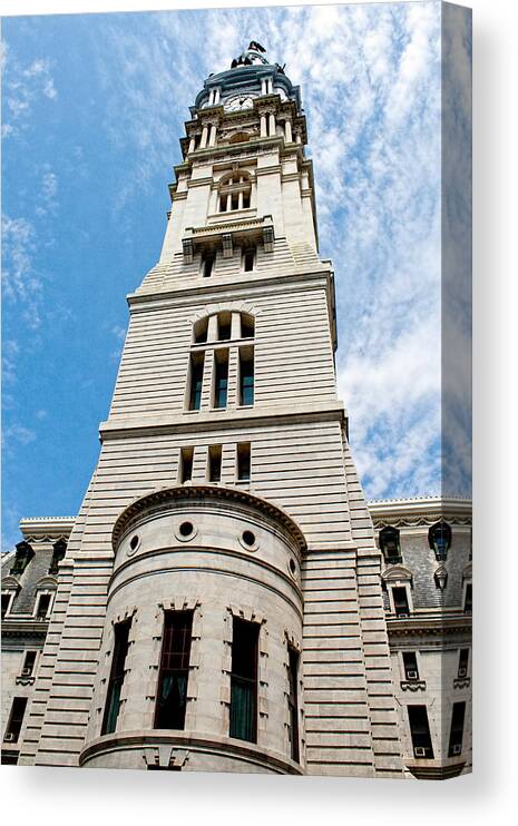 Philadelphia Canvas Print featuring the photograph City Hall Clock Tower  by Kristia Adams
